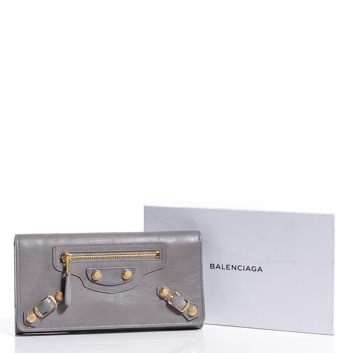Balenciaga Agneau Giant 12 Gold Hardware Money Wallet Gris Pyrite 9 of 9