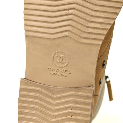 Chanel Toile Suede Calfskin CC Lace Up Short Boots 39 Light Beige 6 of 8