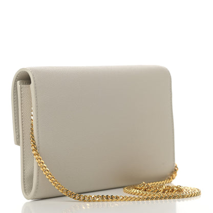 Saint Laurent Grain De Poudre Monogram Uptown Chain Wallet Crema Soft 2 of 4