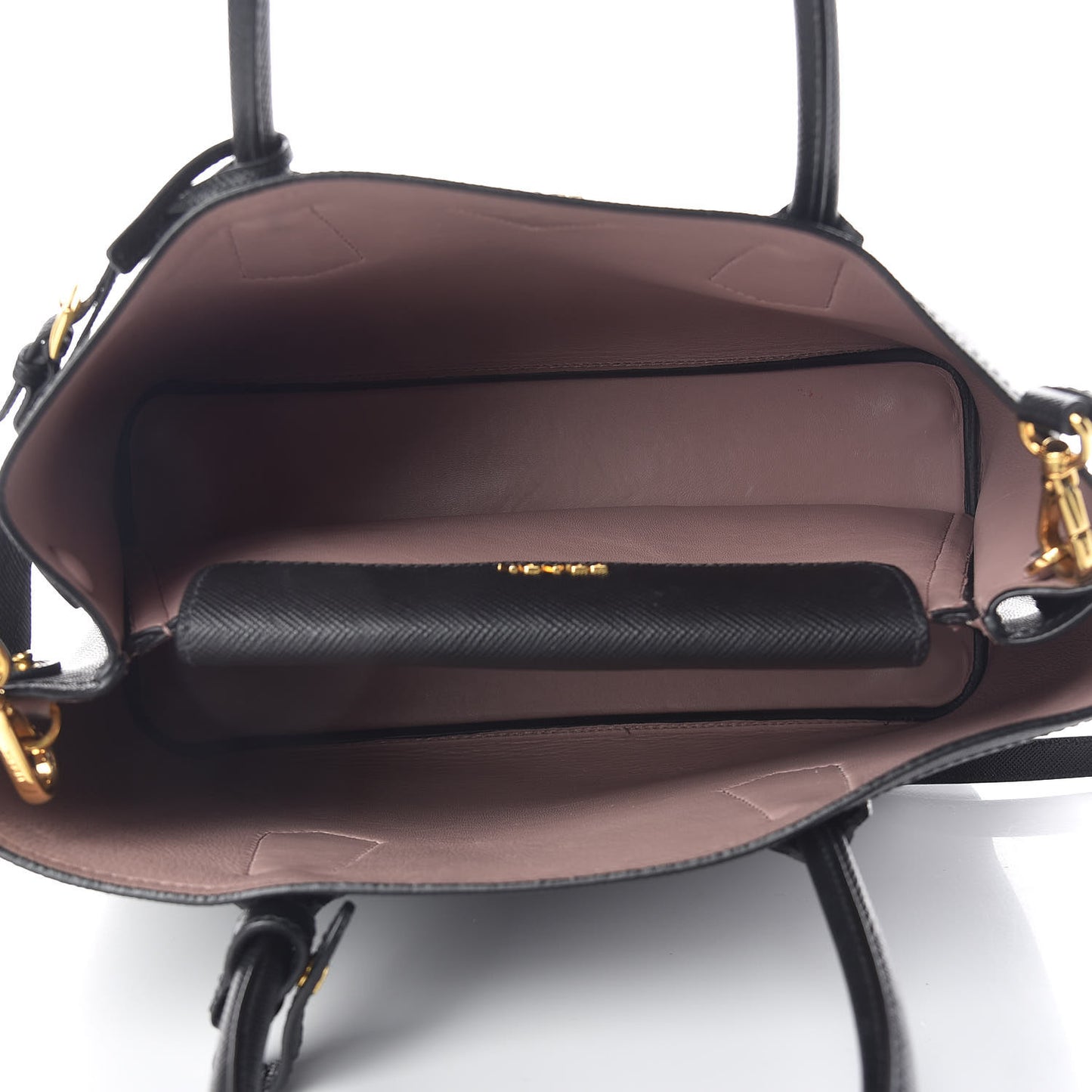 Saffiano Cuir Medium Double Bag Black Mughetto