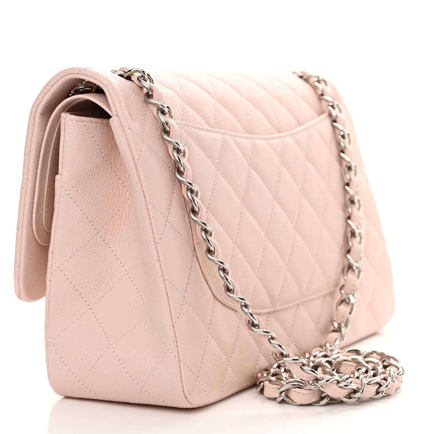 Caviar Quilted Jumbo Double Flap Light Pink