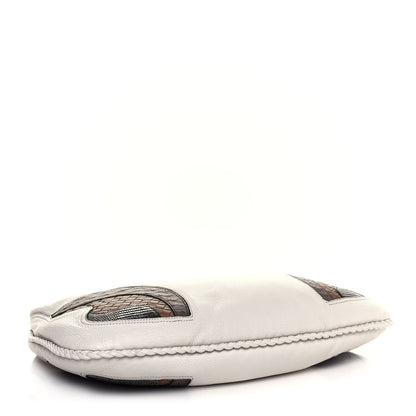 Bottega Veneta Cervo Deerskin Ostrich Lizard Intrecciato 50th Anniversary Large Veneta Hobo White 5 of 14