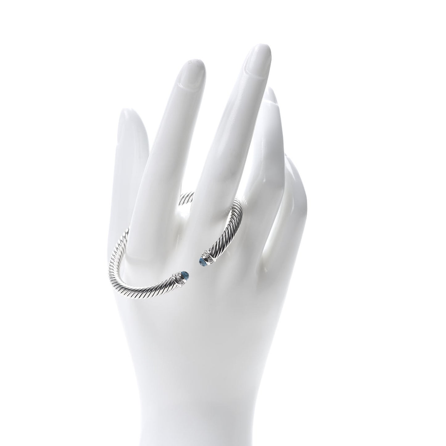 Sterling Silver Diamond Blue Topaz 5mm Cable Classics Bracelet