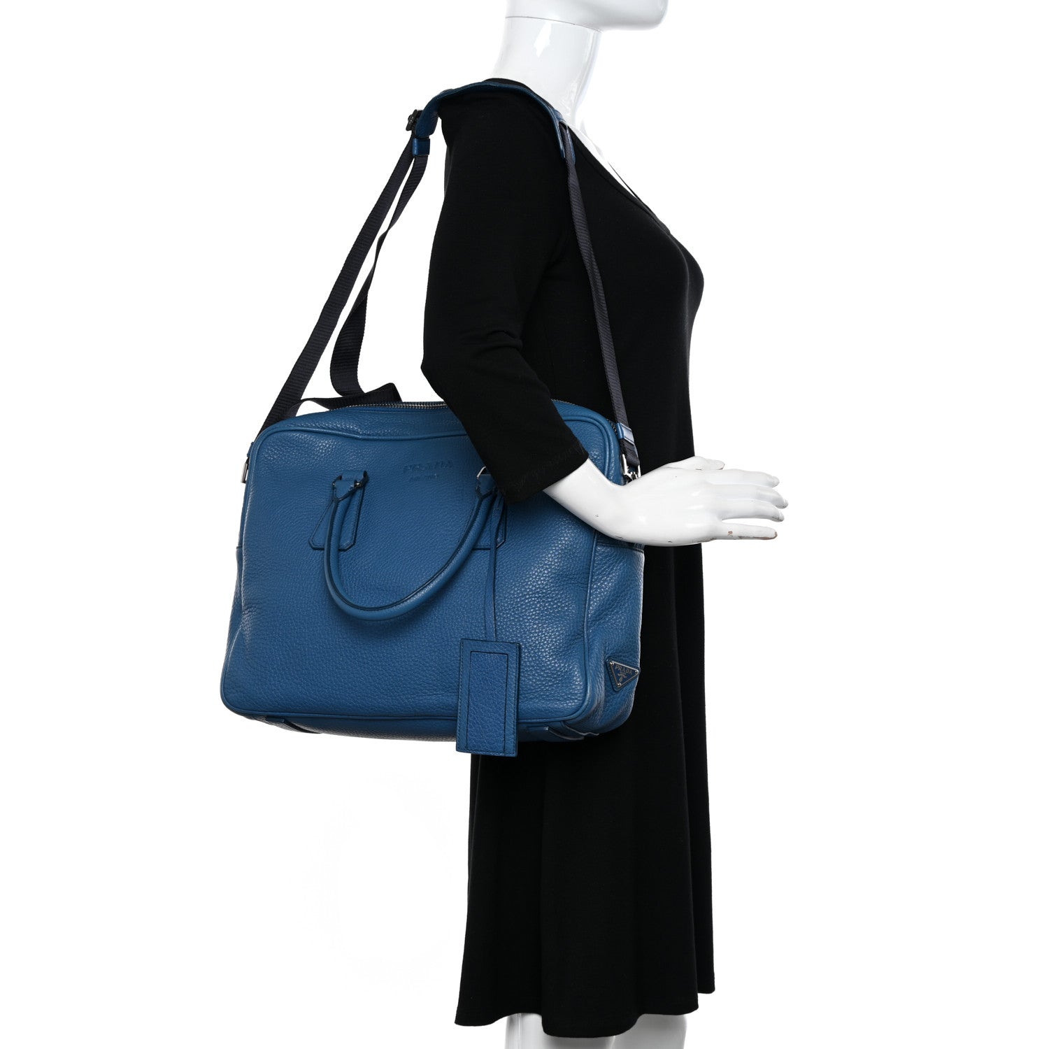 Prada Vitello Daino Briefcase Cobalto 2 of 10