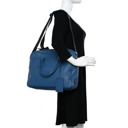 Prada Vitello Daino Briefcase Cobalto 2 of 10