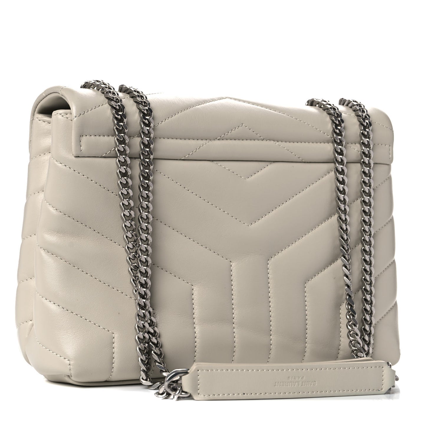 Calfskin Y Quilted Monogram Small Loulou Chain Satchel Crema Soft