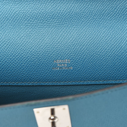 Hermes Epsom Kelly Cut Clutch Pochette Turquoise 5 of 10