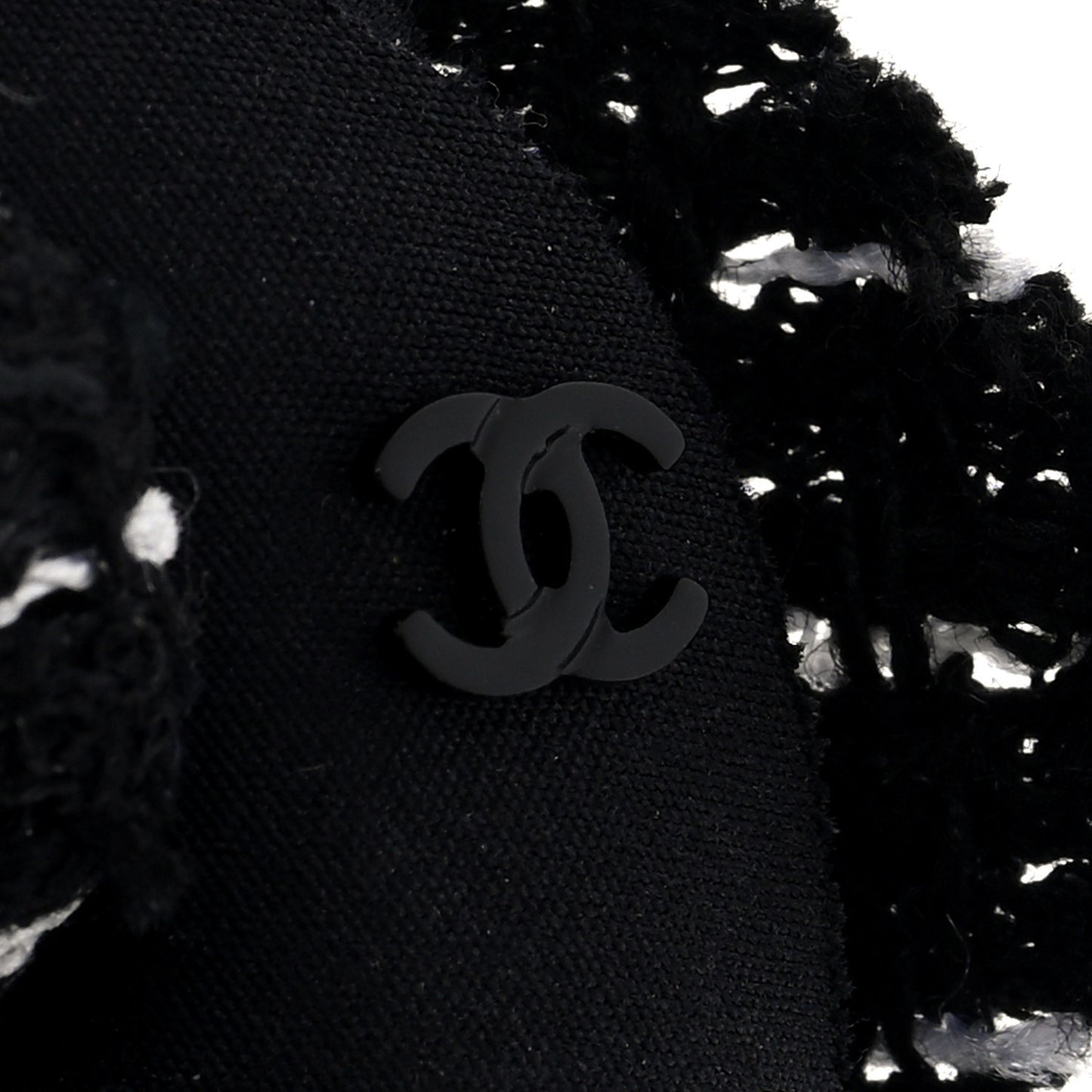 Tweed Fabric Camellia Pin Brooch Black