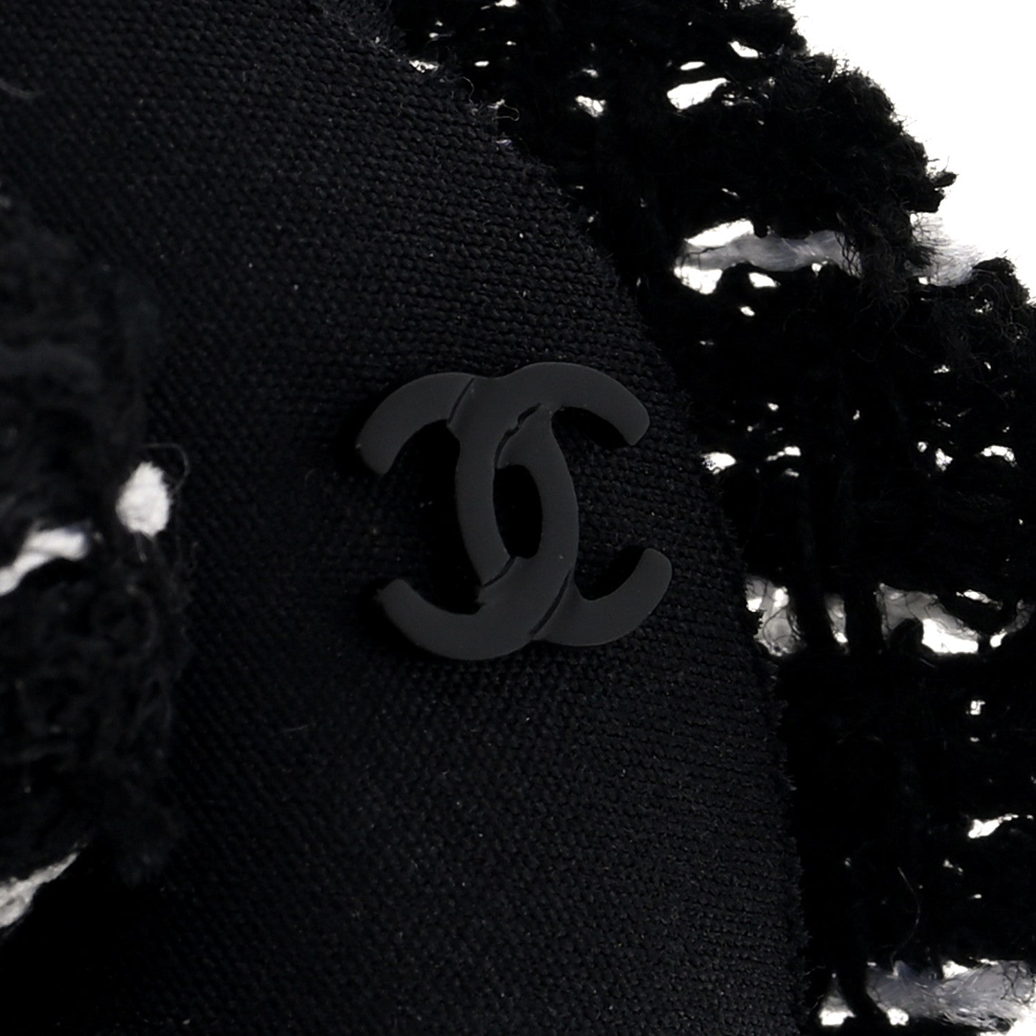 Chanel Tweed Fabric Camellia Pin Brooch Black 3 of 3