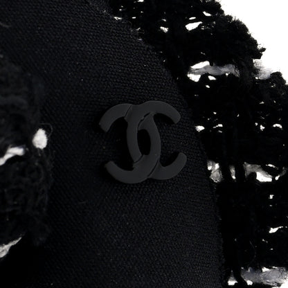 Chanel Tweed Fabric Camellia Pin Brooch Black 3 of 3