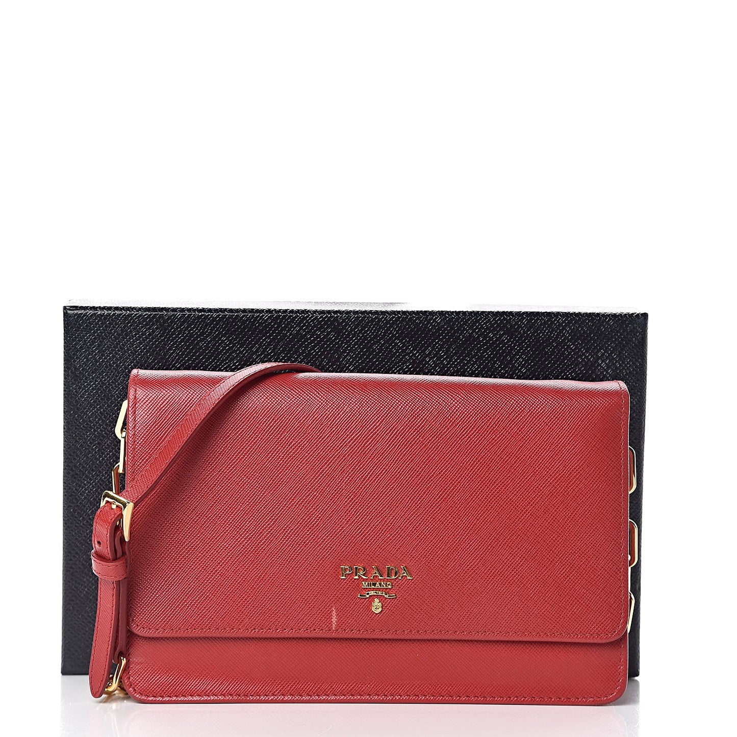 Saffiano Metal Flap Wallet With Strap Fuoco