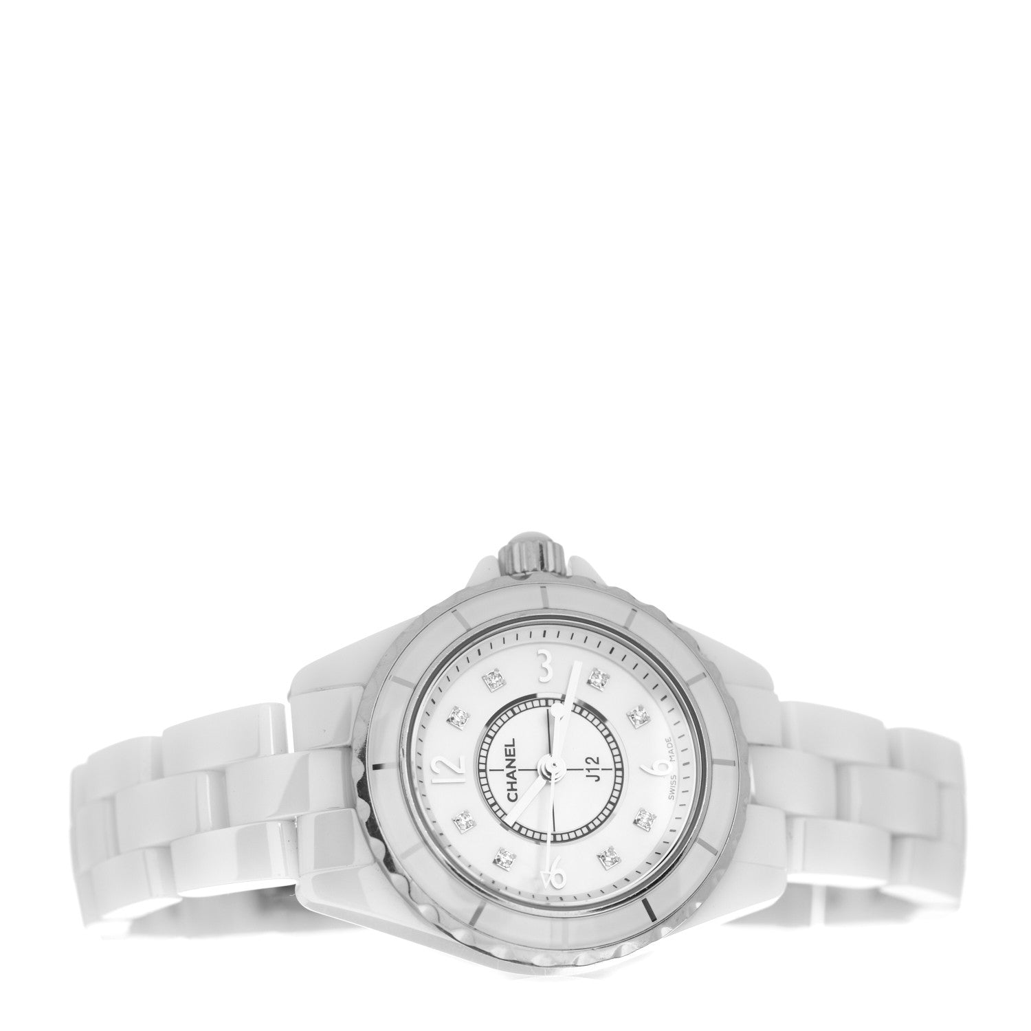Chanel Stainless Steel Ceramic Diamond Mother of Pearl 29mm J12 Quartz Watch White 2 of 5