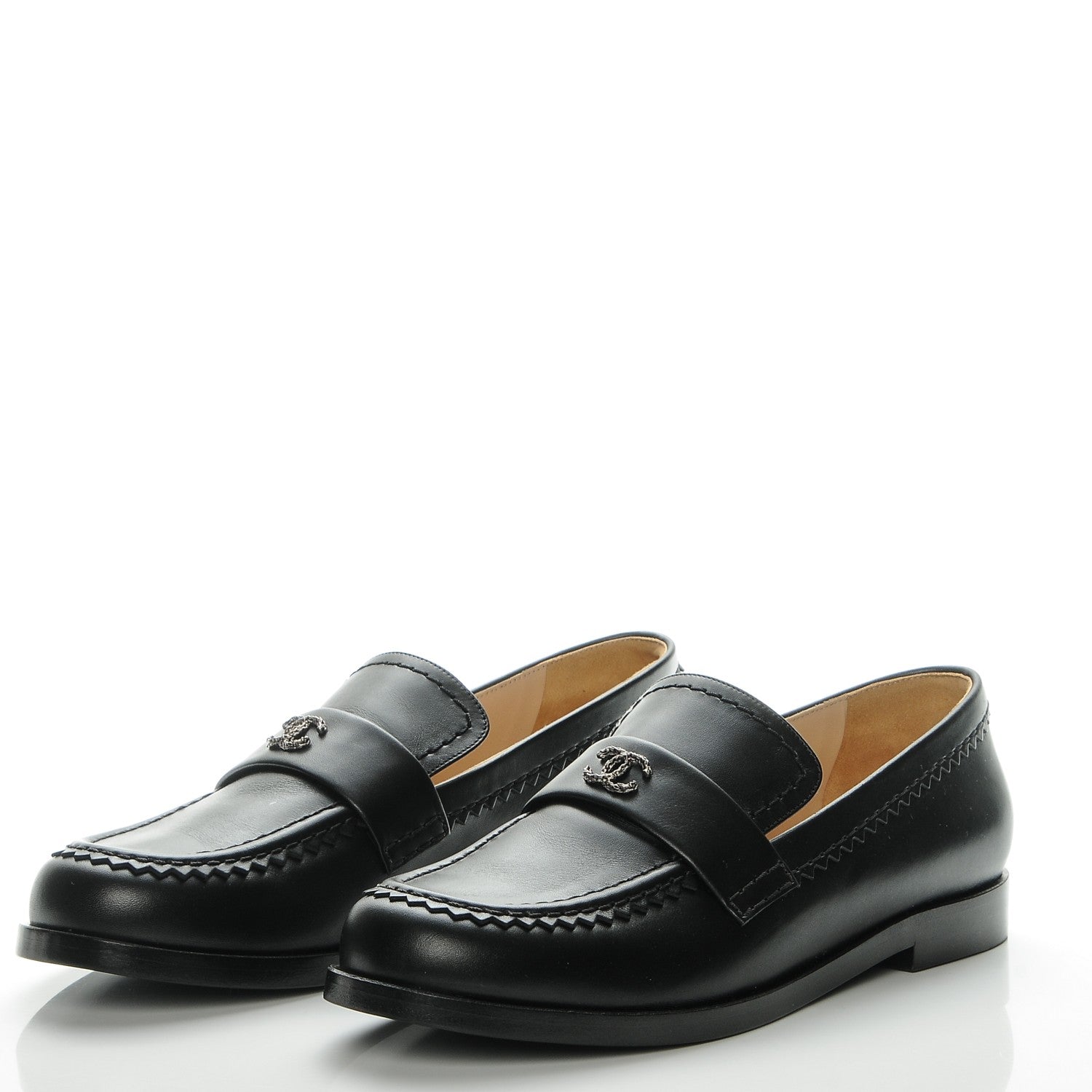 Chanel Shiny Calfskin CC Loafers 41 Black 2 of 8