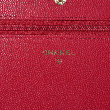 Chanel Caviar Camellia Embossed Wallet On Chain WOC Fuschia 6 of 8