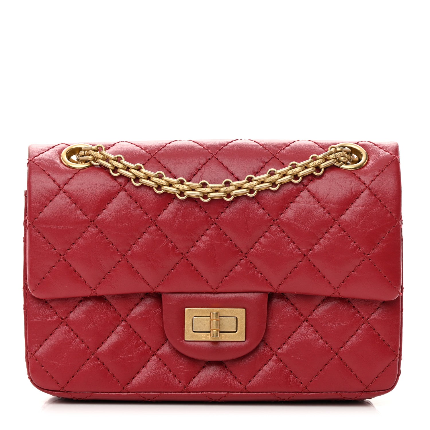 Chanel Aged Calfskin Quilted 2.55 Reissue Mini Flap Red 1 of 17