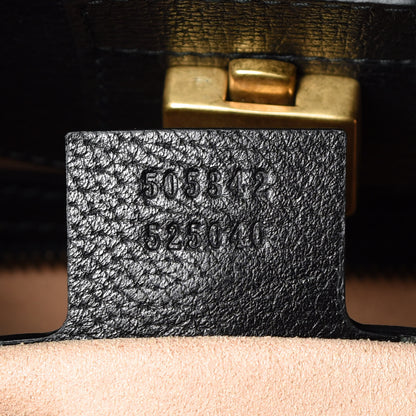 Gucci Grained Calfskin Web Crystal Butterfly Stripe Medium Totem Top Handle Bag Black 8 of 13