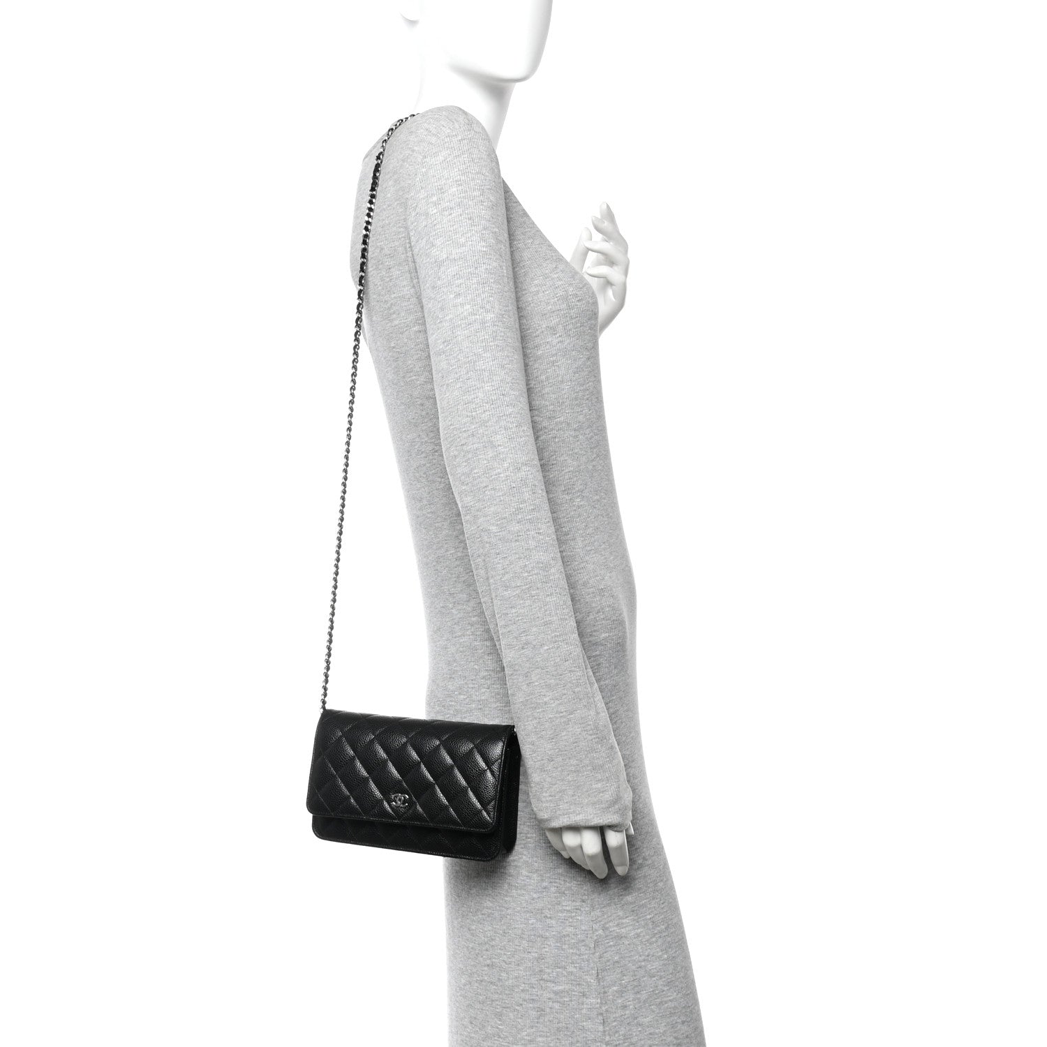 Chanel Caviar Quilted Wallet on Chain WOC Black 2 of 12