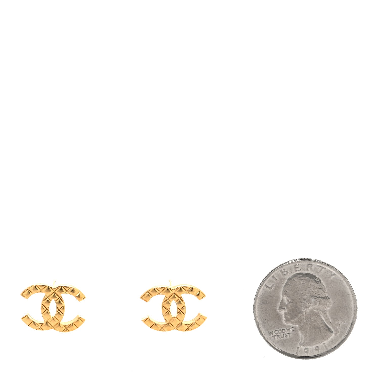 Chanel Metal Textured CC Earrings Gold 2 of 4