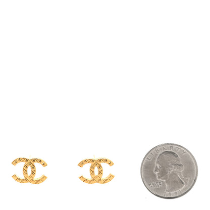 Chanel Metal Textured CC Earrings Gold 2 of 4