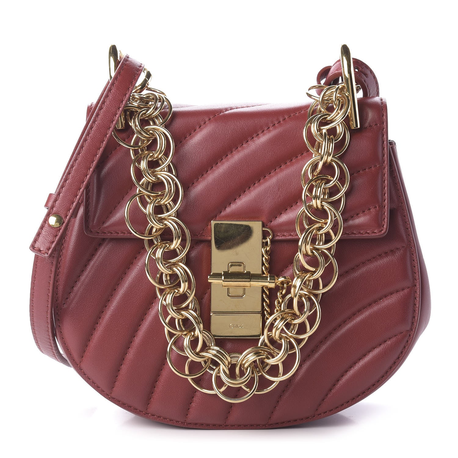 Chloe Calfskin Quilted Mini Drew Bijou Shoulder Bag Dahlia Red 1 of 10