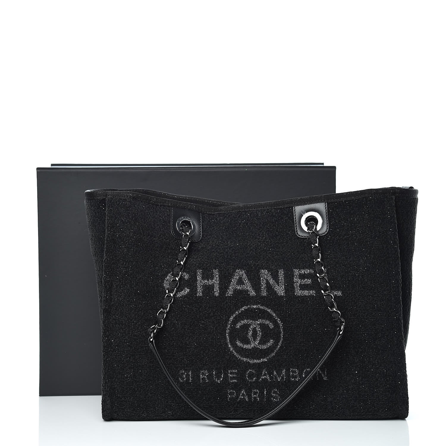 Chanel Lurex Boucle Small Deauville Tote Black 10 of 10
