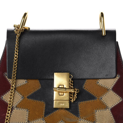 Chloe Suede Calfskin Wonder Woman Patchwork Drew Shoulder Bag Black 10 of 10