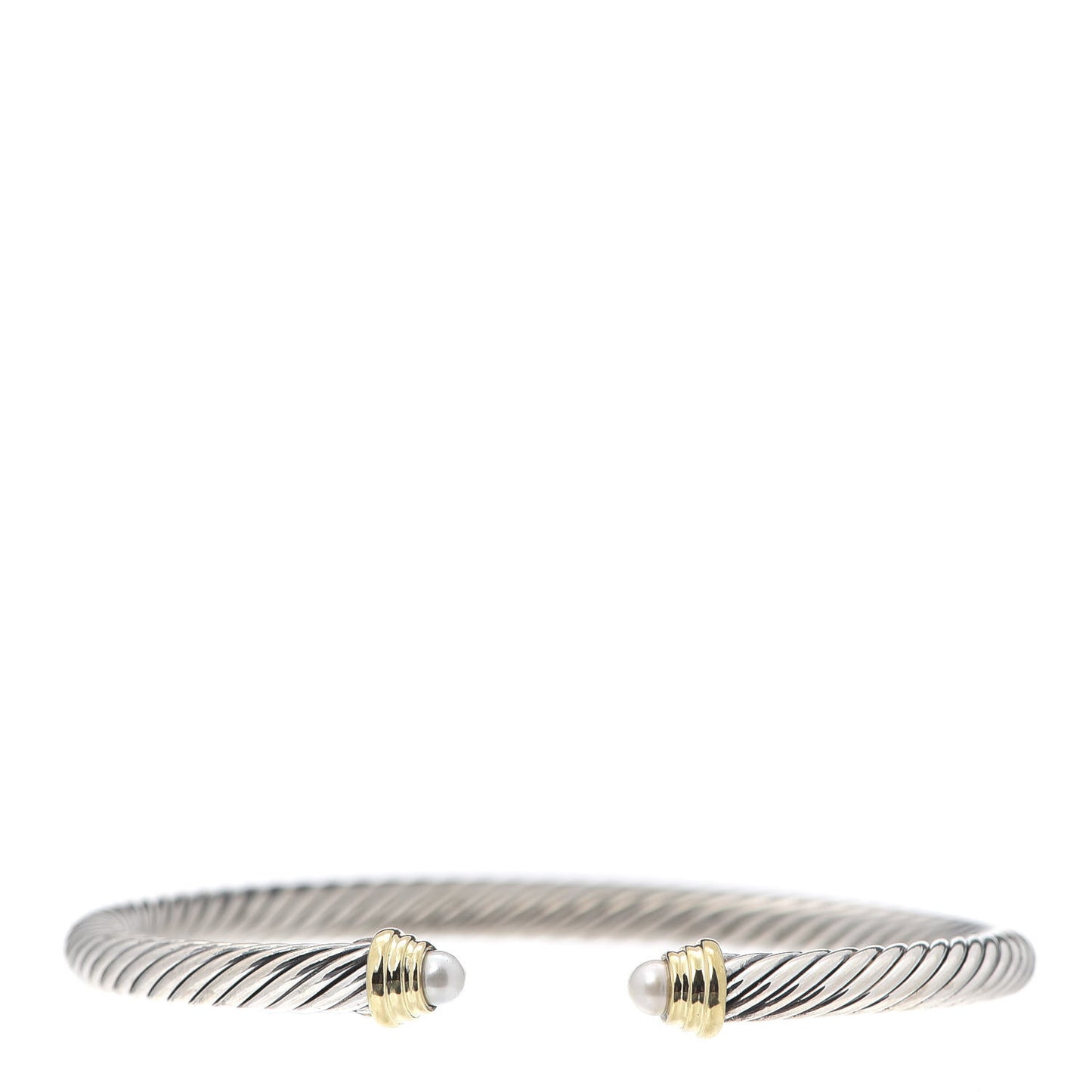 Sterling Silver 18K Yellow Gold Pearl 4mm Cable Kids Birthstone Bracelet