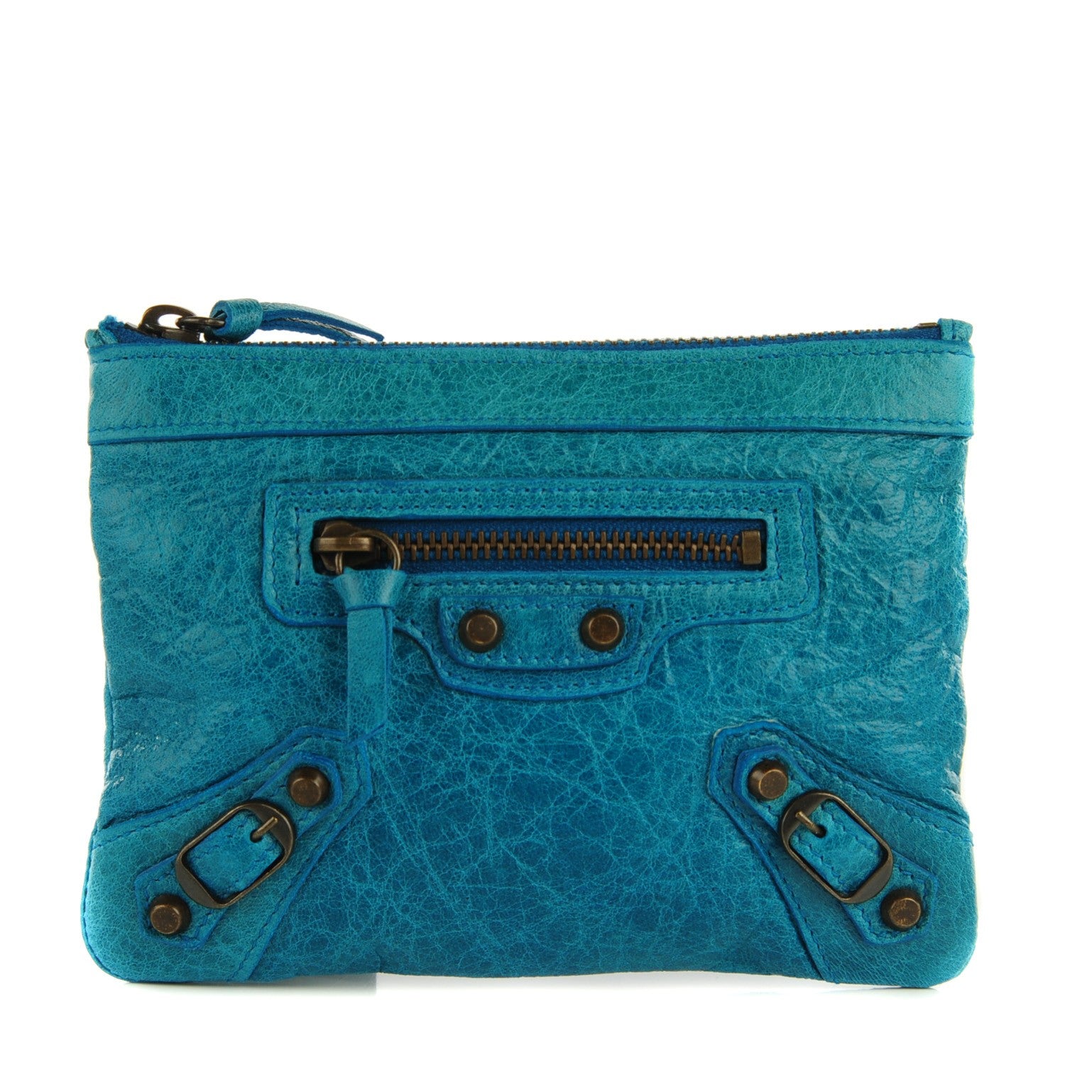 Balenciaga Chevre Classic Hardware M Porte-Monnaie Coin Purse Turquoise 1 of 9