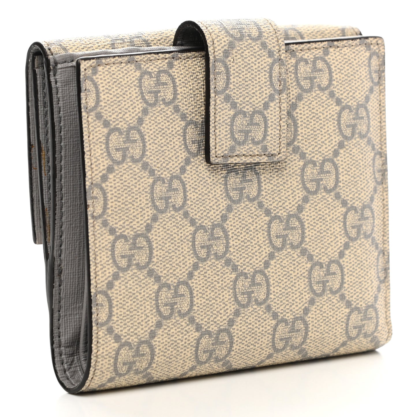 GG Supreme Monogram GG Pierce French Flap Wallet Ecru Grigio