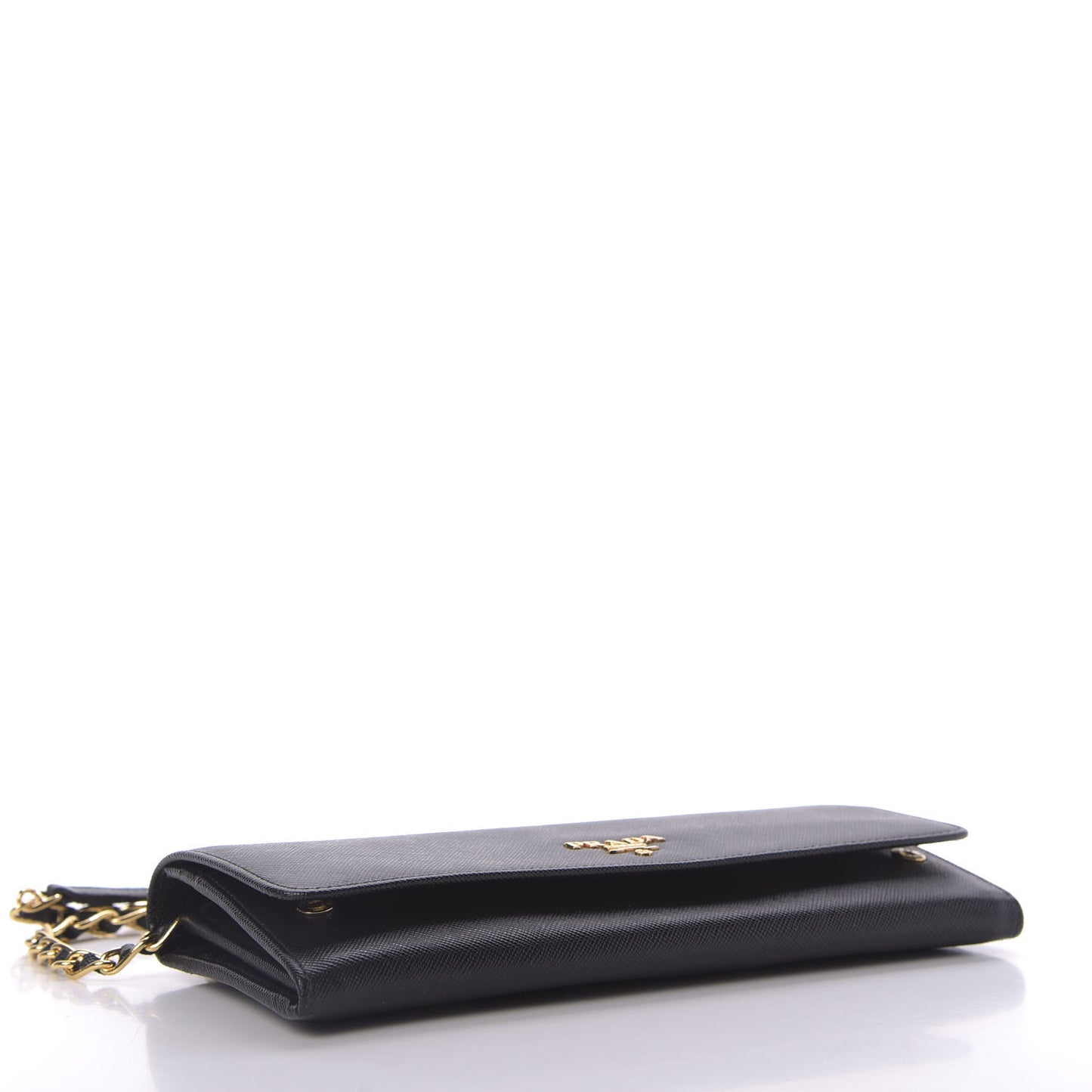 Saffiano Metal Oro Chain Wallet Black