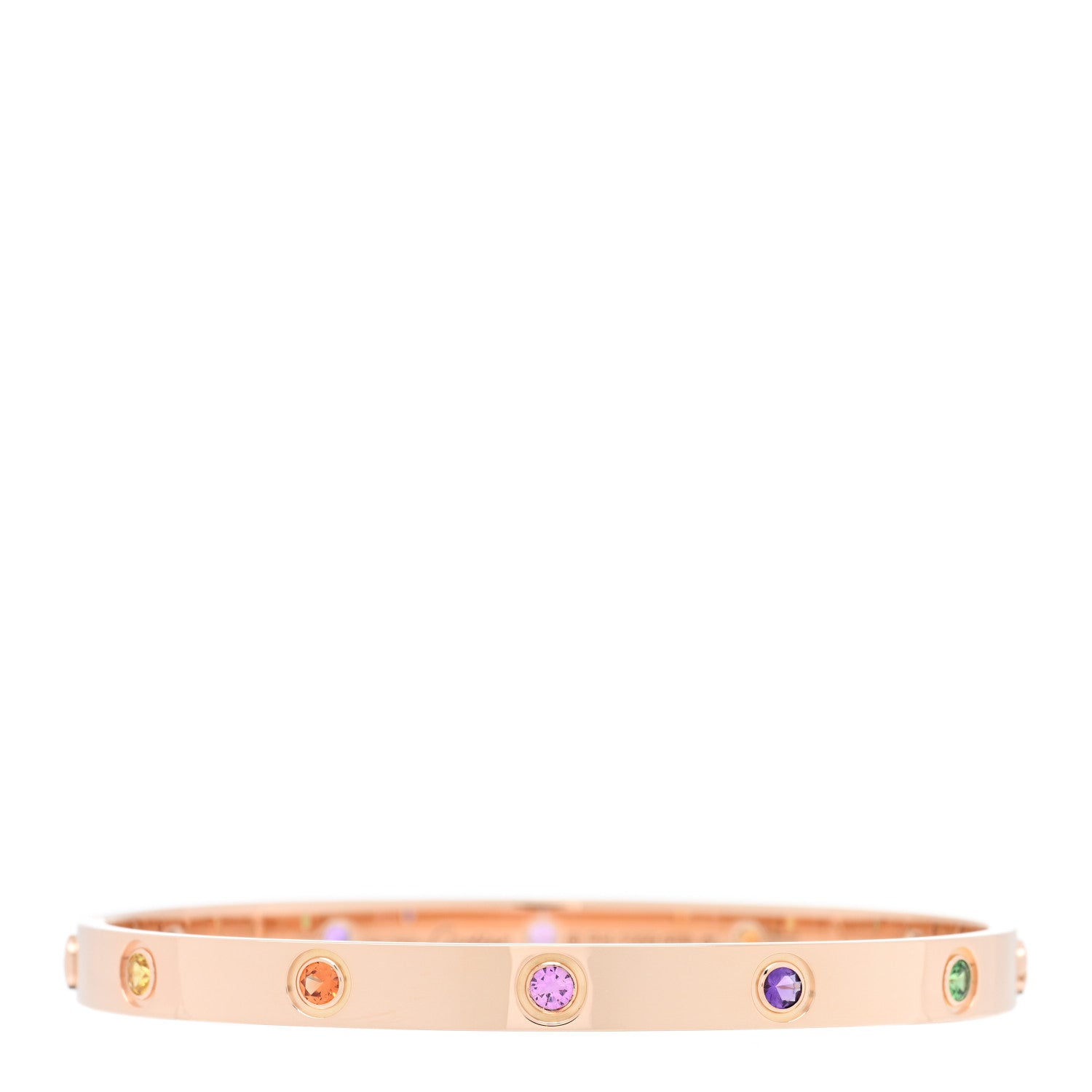 Cartier 18K Pink Gold Sapphire Garnet Amethyst LOVE Bracelet 18 1 of 6