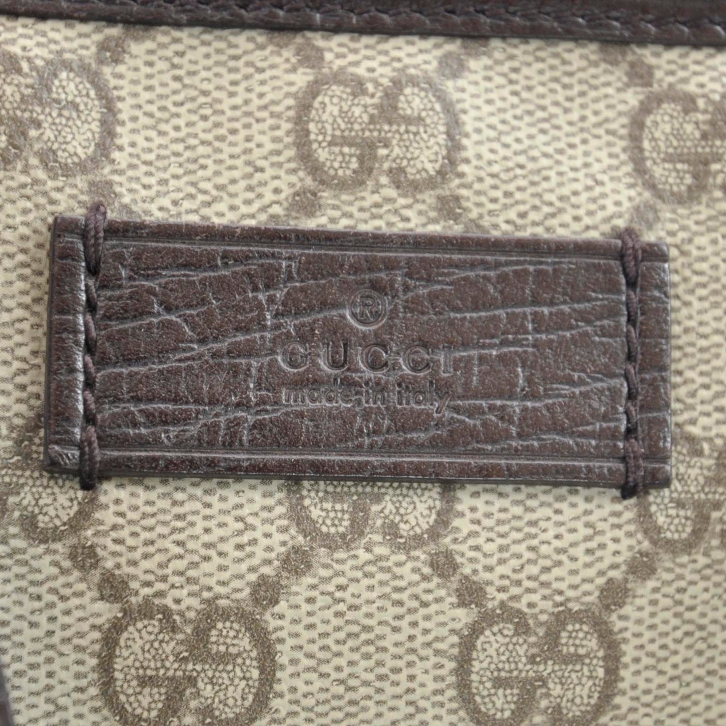 GG Supreme Monogram Small Zippered Shopping Tote Dark Brown