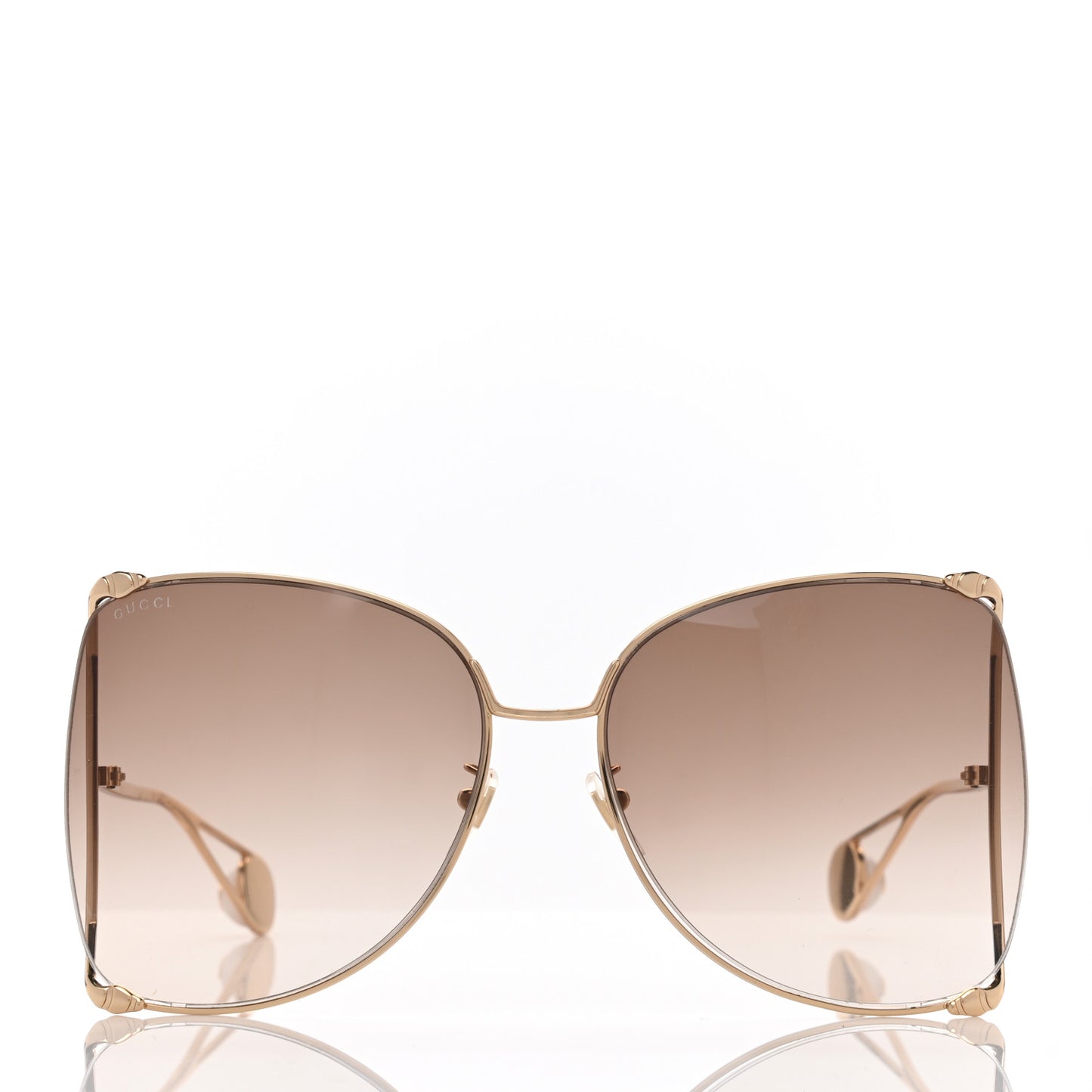 Oversized Round Sunglasses GG0252S Gold Brown