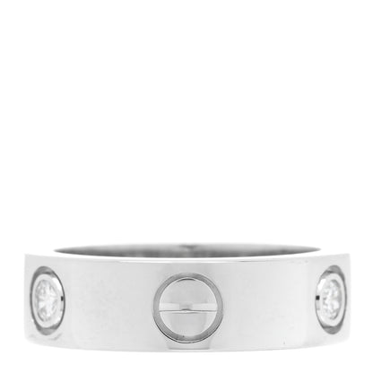 Cartier 18K White Gold 3 Diamond 5.5mm LOVE Ring 50 5.25 3 of 5
