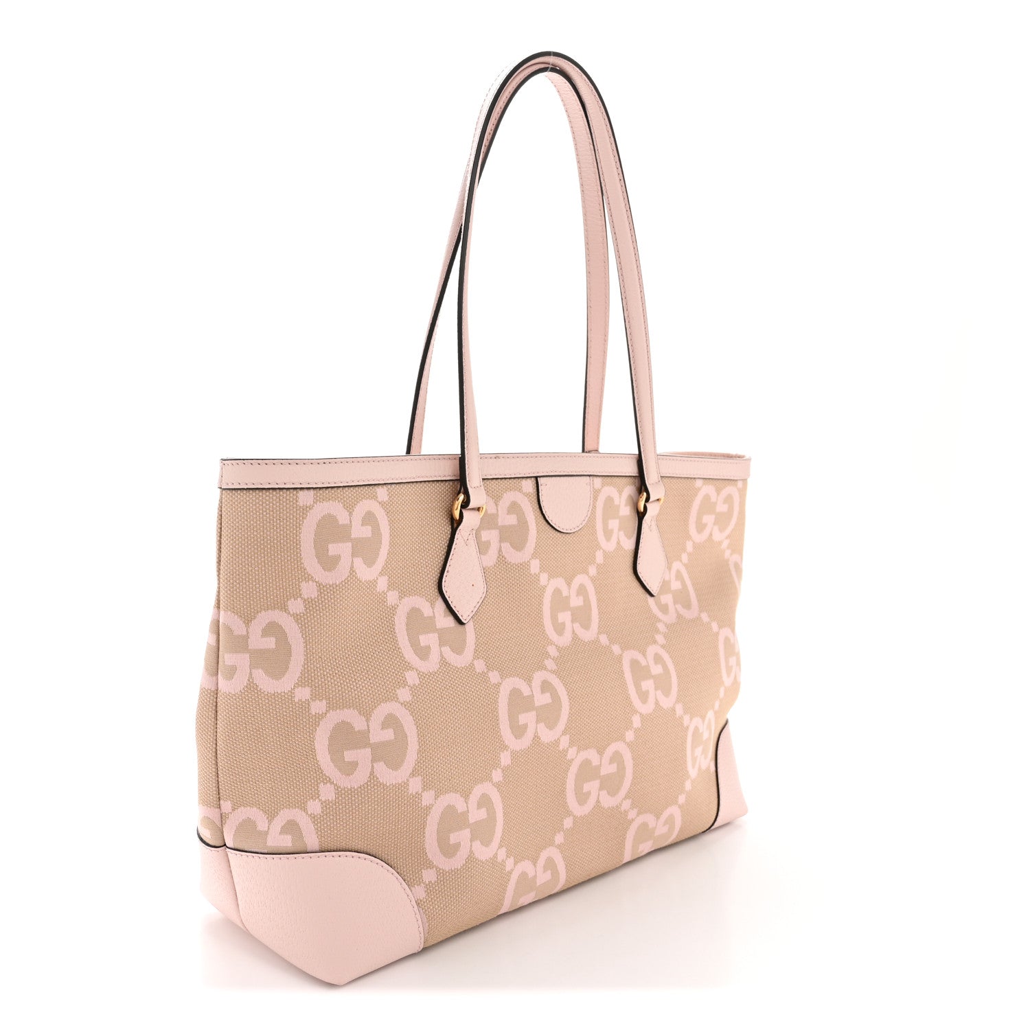 Gucci Monogram Jumbo GG Textured Dollar Calfskin Medium Ophidia Shopping Tote Beige Perfect Pink 3 of 11
