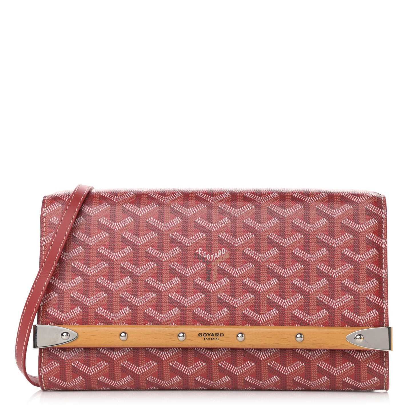 Goyardine Monte Carlo Bois Clutch With Strap Red