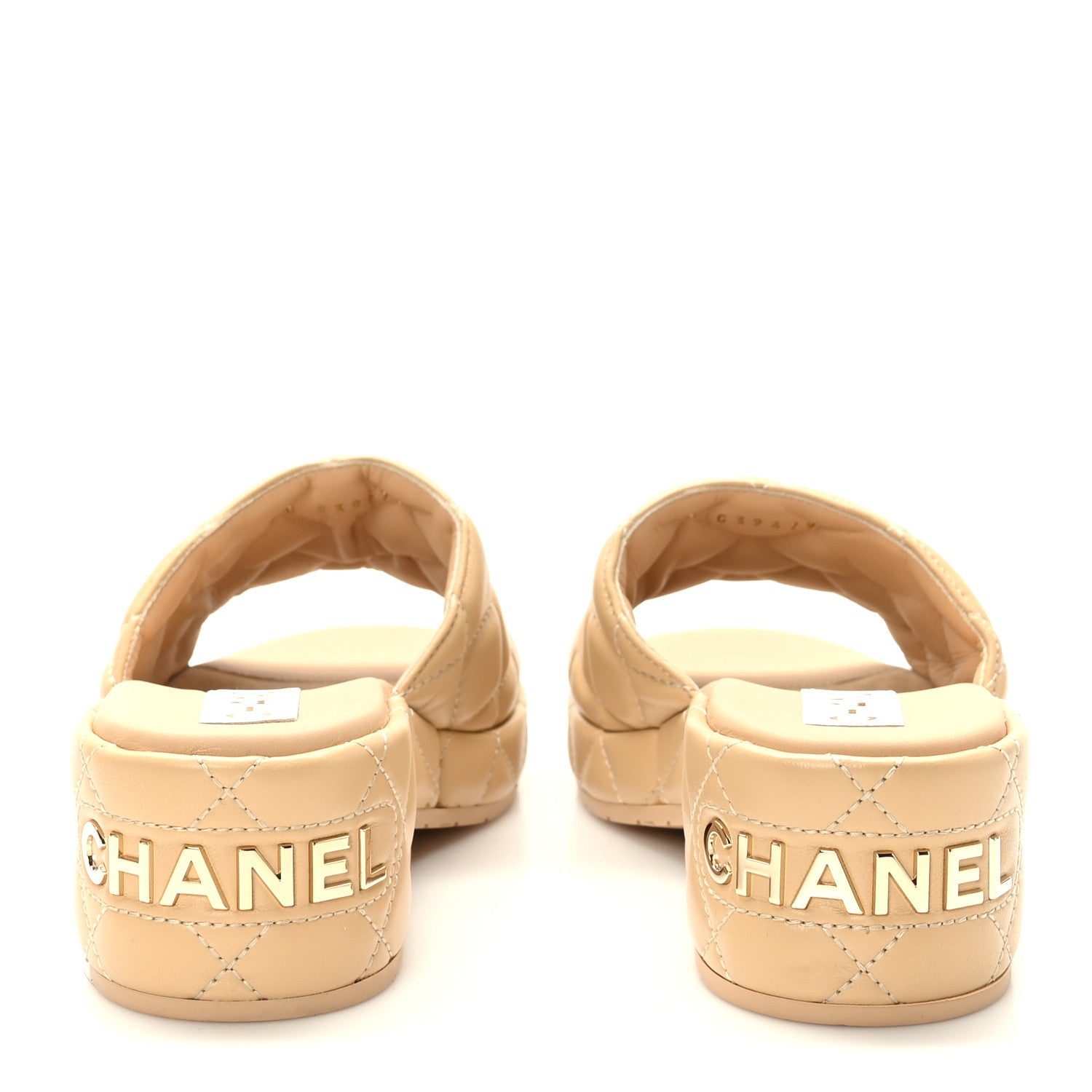 Chanel Lambskin Quilted CC Mules Wedge Sandals 39 Beige 5 of 8