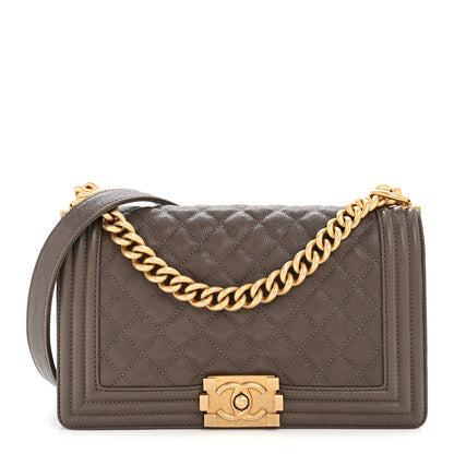 Chanel Caviar Quilted Medium Boy Flap Khaki 1 of 34