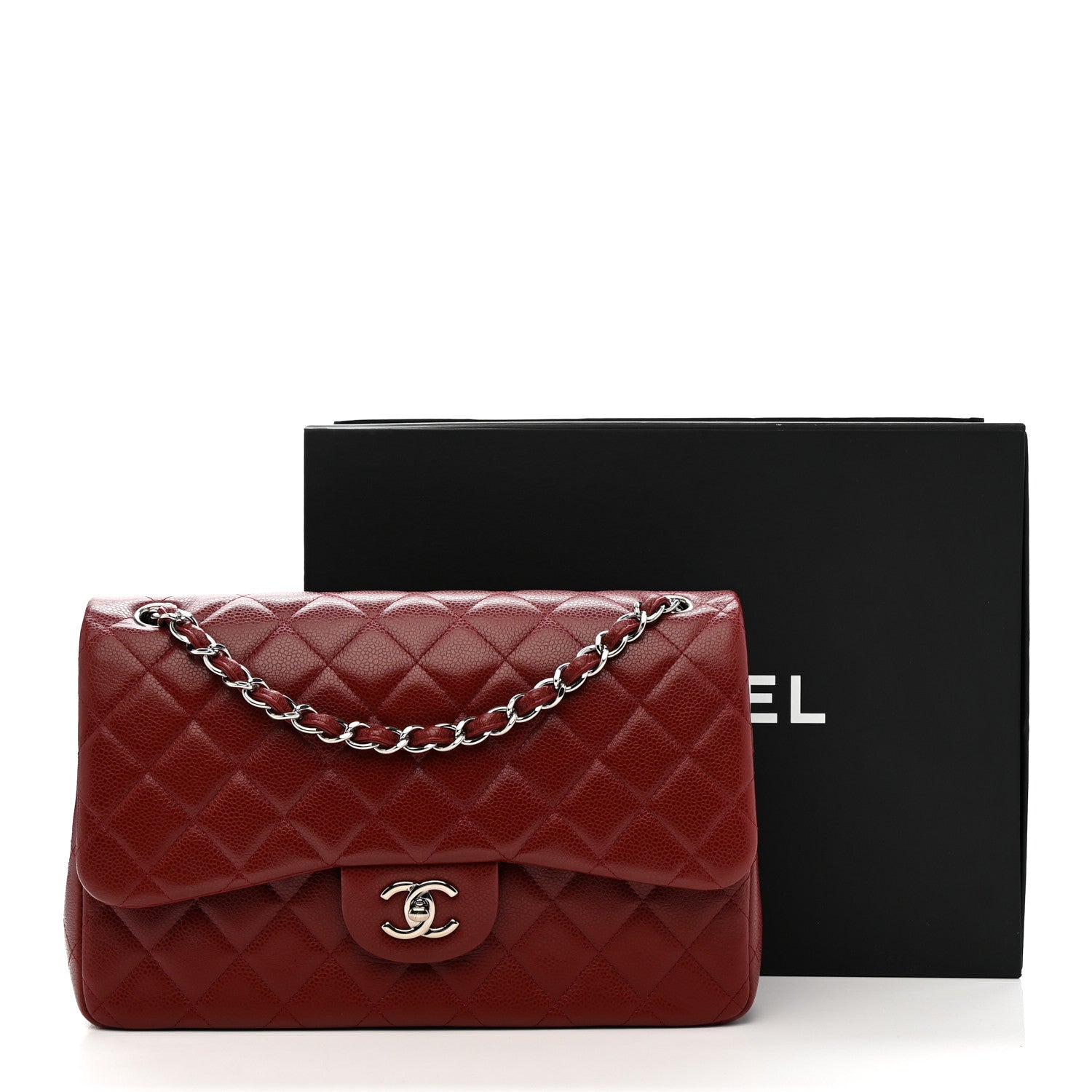 Chanel Caviar Quilted Jumbo Double Flap Dark Red 12 of 12