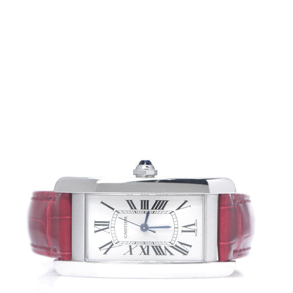 Cartier Stainless Steel Alligator 23mm Tank Americaine Automatic Watch Red 2 of 9