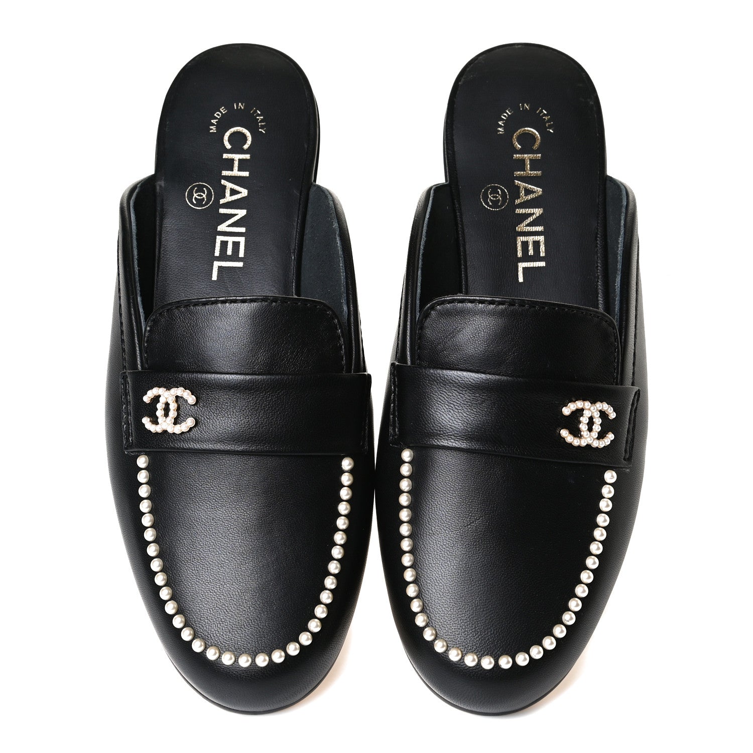 Chanel Lambskin Pearl CC Mules 36 Black 5 of 11