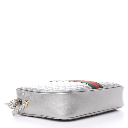 Gucci Laminated Nappa Web Trapuntata Small GG Shoulder Bag Argento 4 of 9