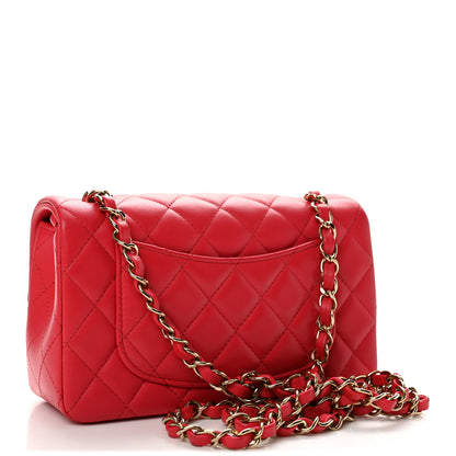 Chanel Lambskin Quilted Mini Rectangular Flap Dark Pink 3 of 13