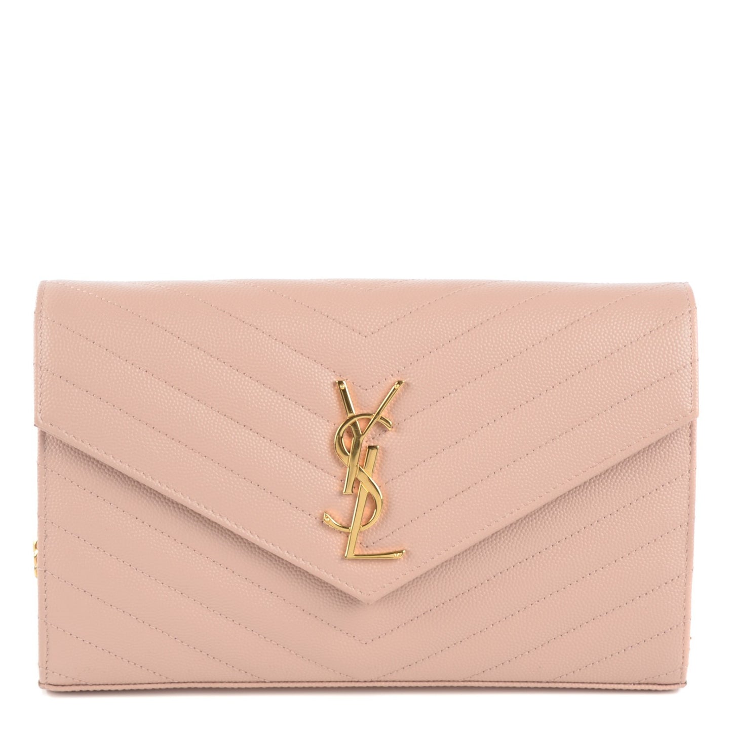 Grain De Poudre Matelasse Chevron Monogram Chain Wallet Pale Blush