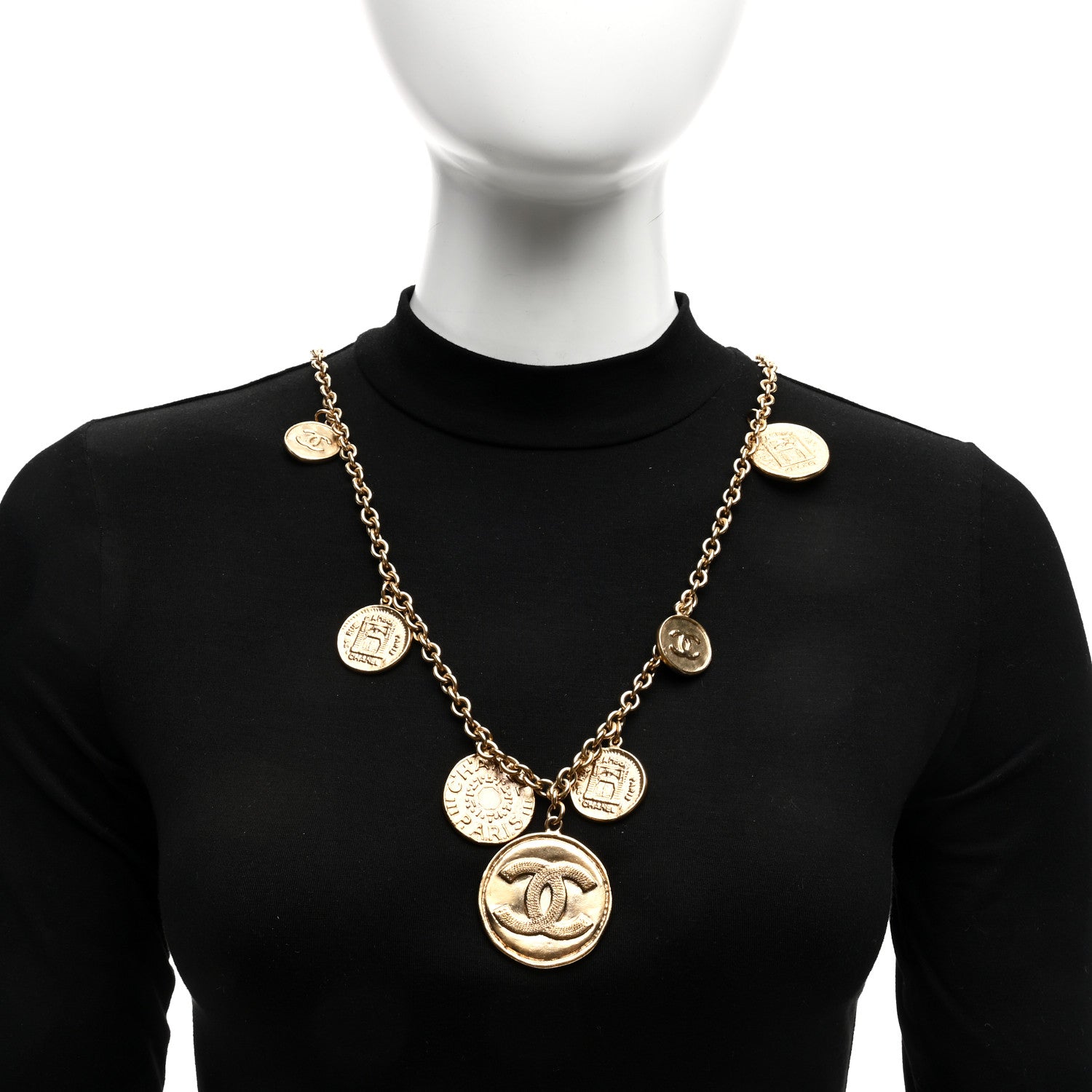 Chanel Metal CC Medallion Necklace Gold 2 of 4