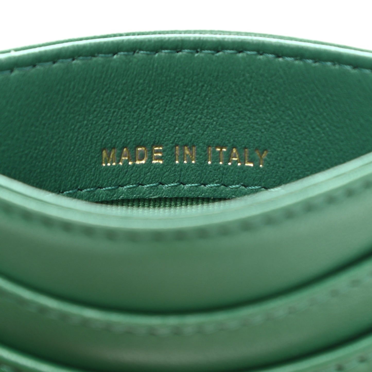 Lambskin Quilted Card Holder Green