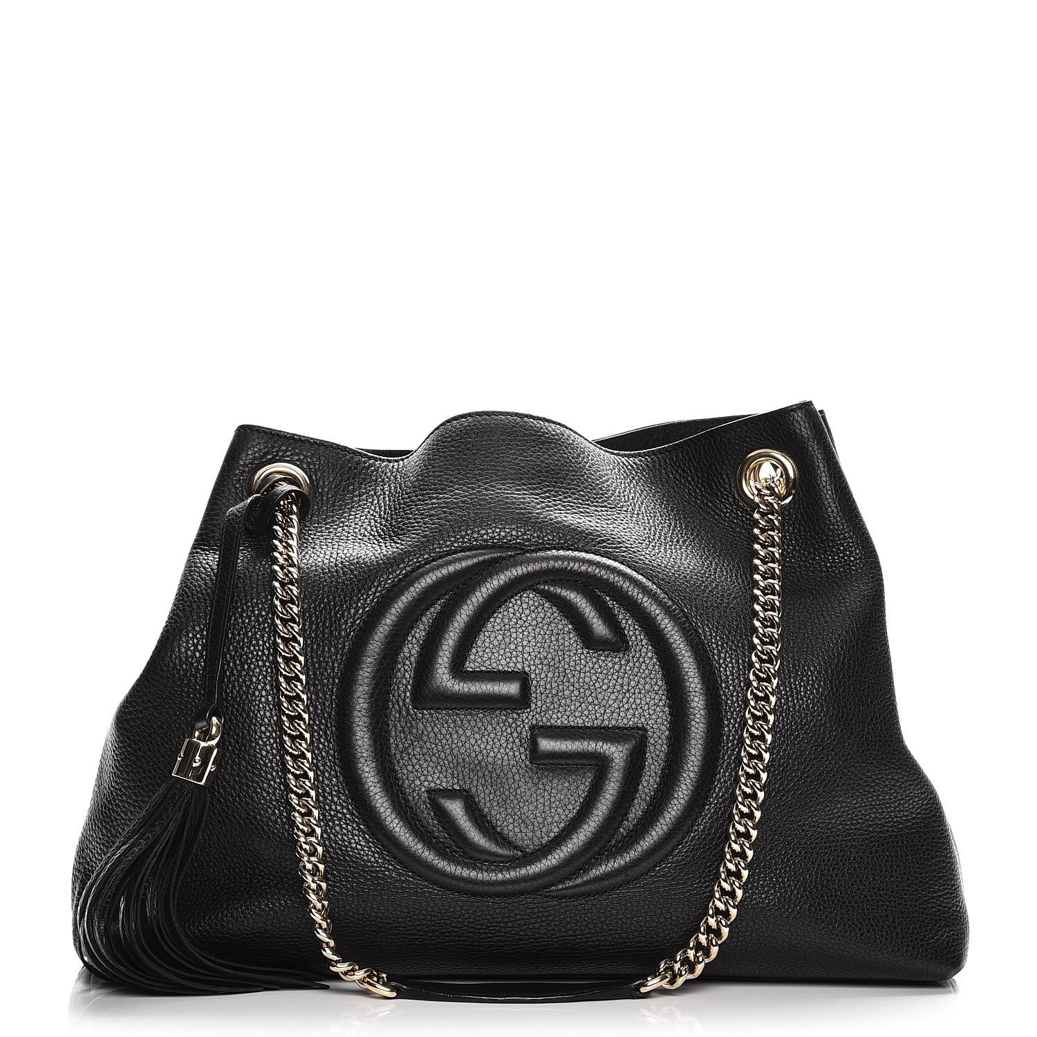 Gucci Pebbled Calfskin Medium Soho Chain Shoulder Bag Black 1 of 11