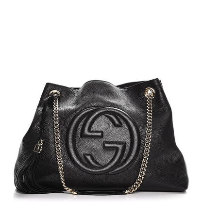 Gucci Pebbled Calfskin Medium Soho Chain Shoulder Bag Black 1 of 11