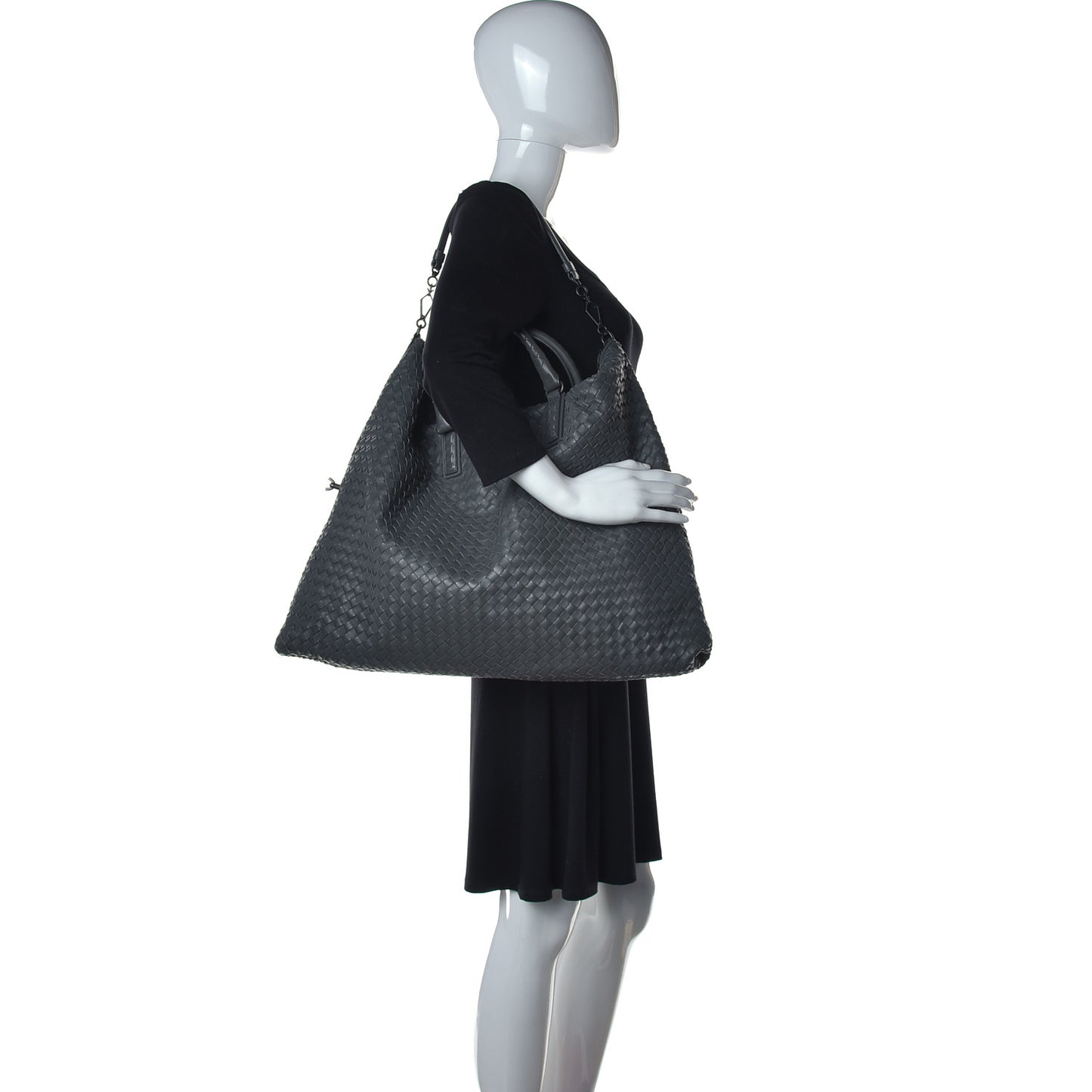 Nappa Intrecciato Maxi Convertible Tote Grey