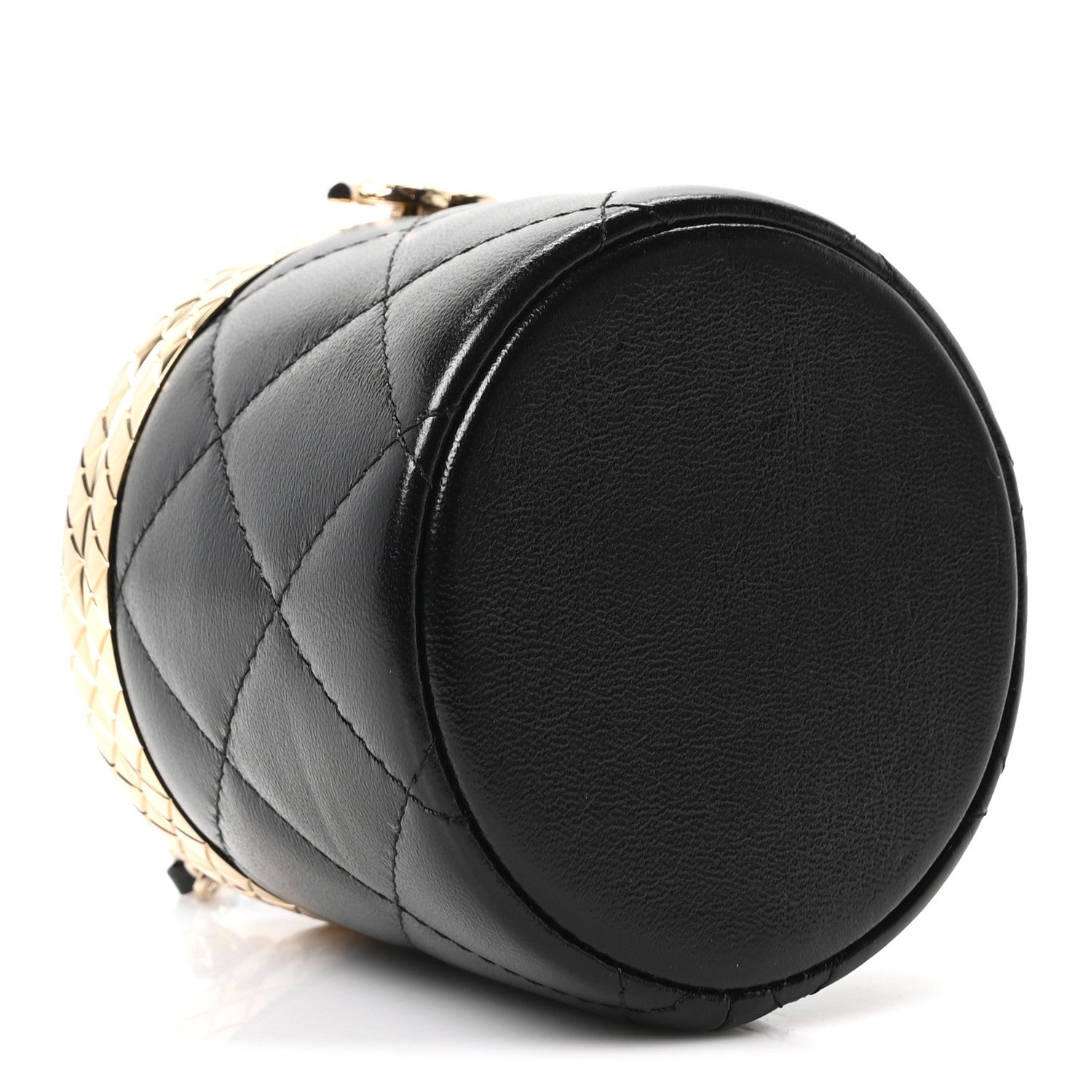 Chanel Metal Lambskin Quilted Mini Lock Frame Vanity Clutch Black 4 of 10